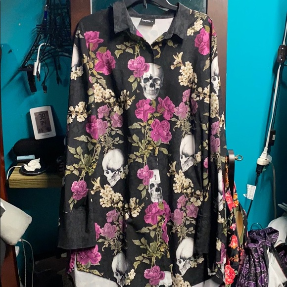 Blackmilk skull button up dress boyfriend oversize - Picture 3 of 6